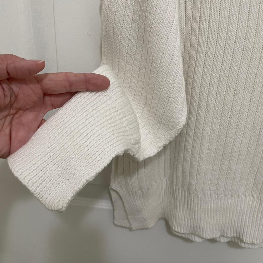 Miracle Crew Neck Cotton Sweater Womens M Relaxed Fit Cream NWT - Picture 4 of 10